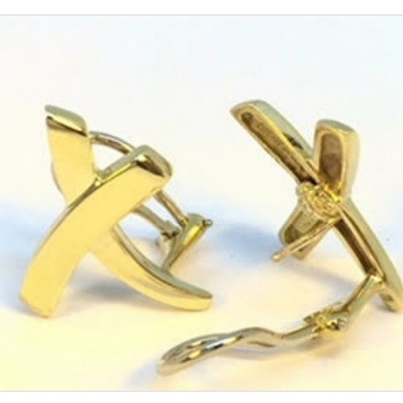18K Tiffany & Co. 1984 Paloma Picasso "X" Earrings - Picture 3 of 6